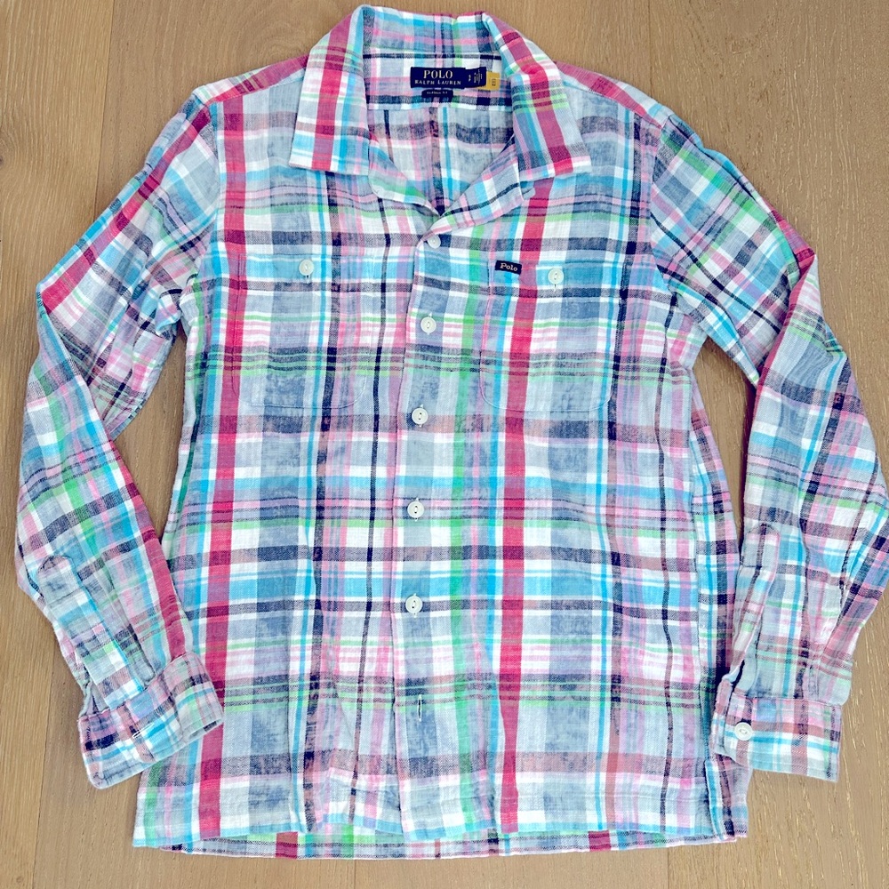 Polo by Ralph Lauren button down Classic Fit Cotton twill Plaid Size Small